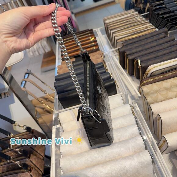 NWT Coach Nolita 19 CN382 Crocodile-embossed leather Silver/Black - Picture 2 of 8